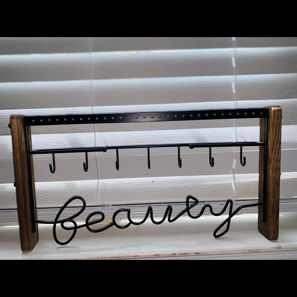 Wood and metal jewelry holder, NEVER USED!!